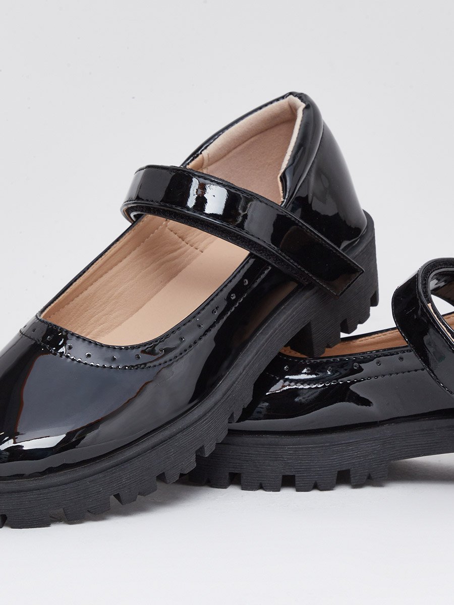 Girls Black Patent Mary Jane Platform Shoes