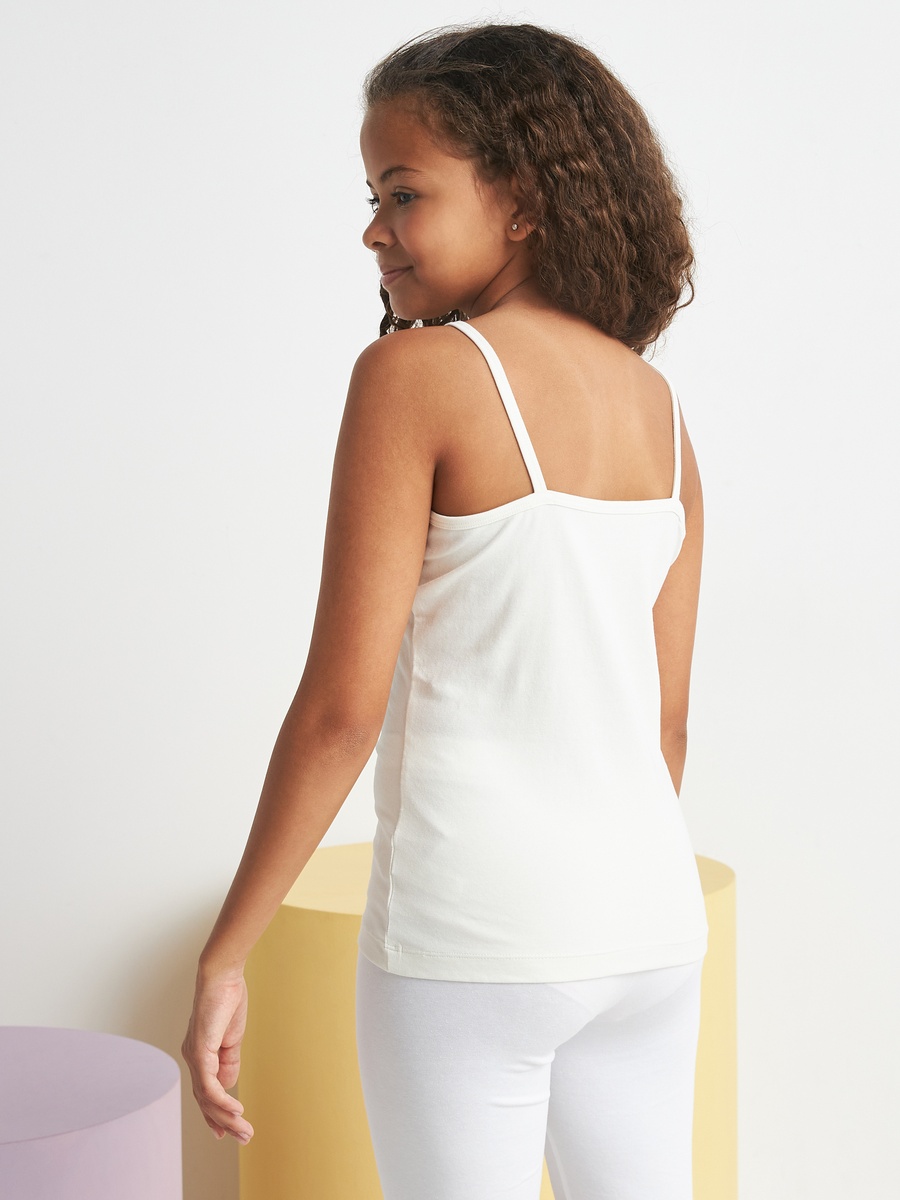 Plain BCI Cotton Camisole with Strap Sleeves