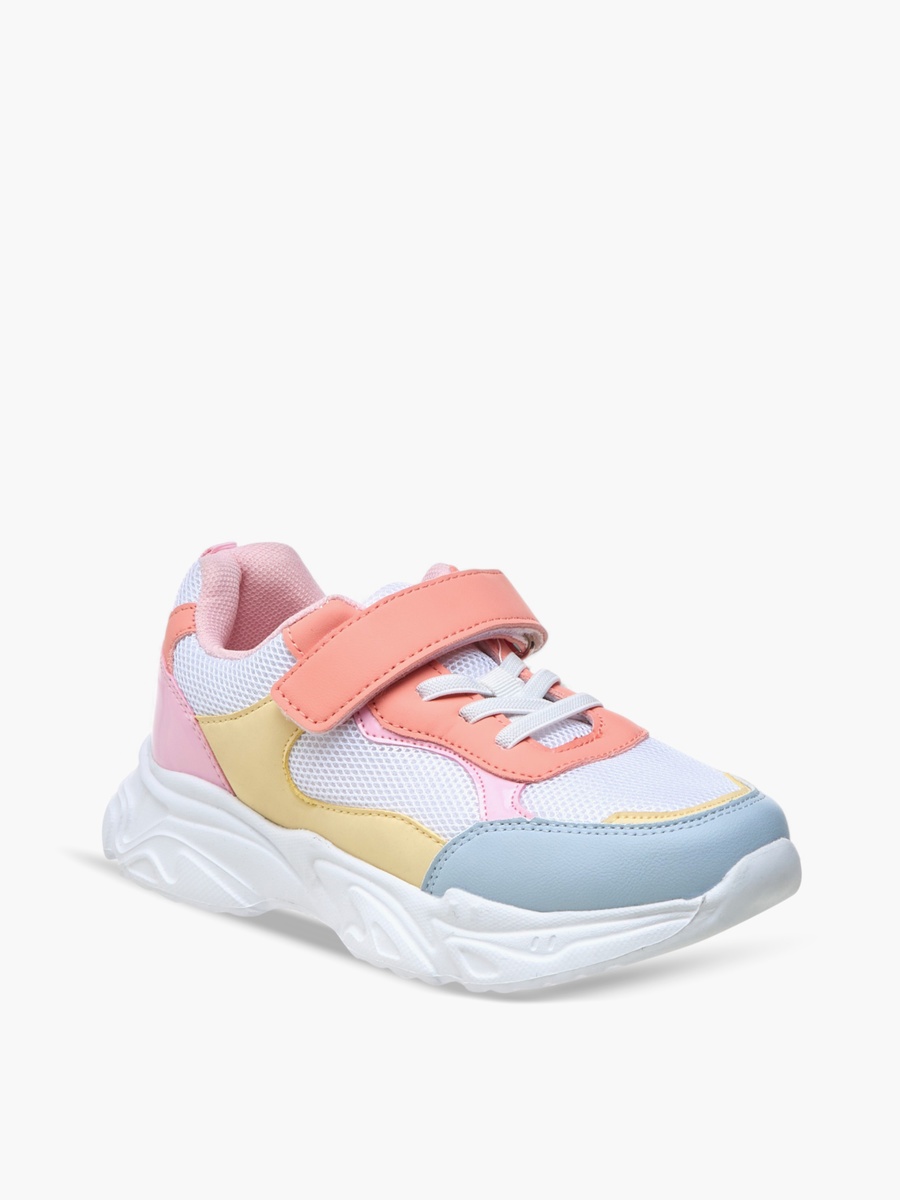 Color Block Sneakers with Hook and Loop Closure