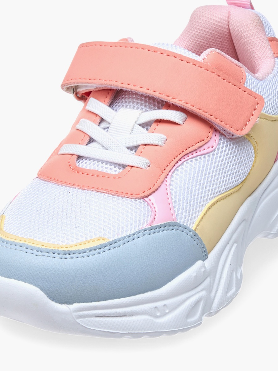 Color Block Sneakers with Hook and Loop Closure