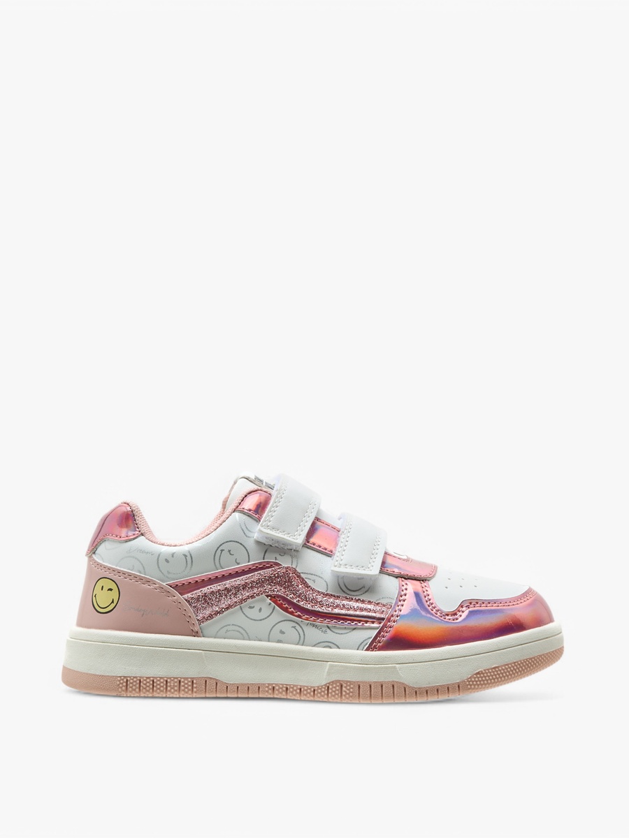 Printed Sneakers with Hook and Loop Closure