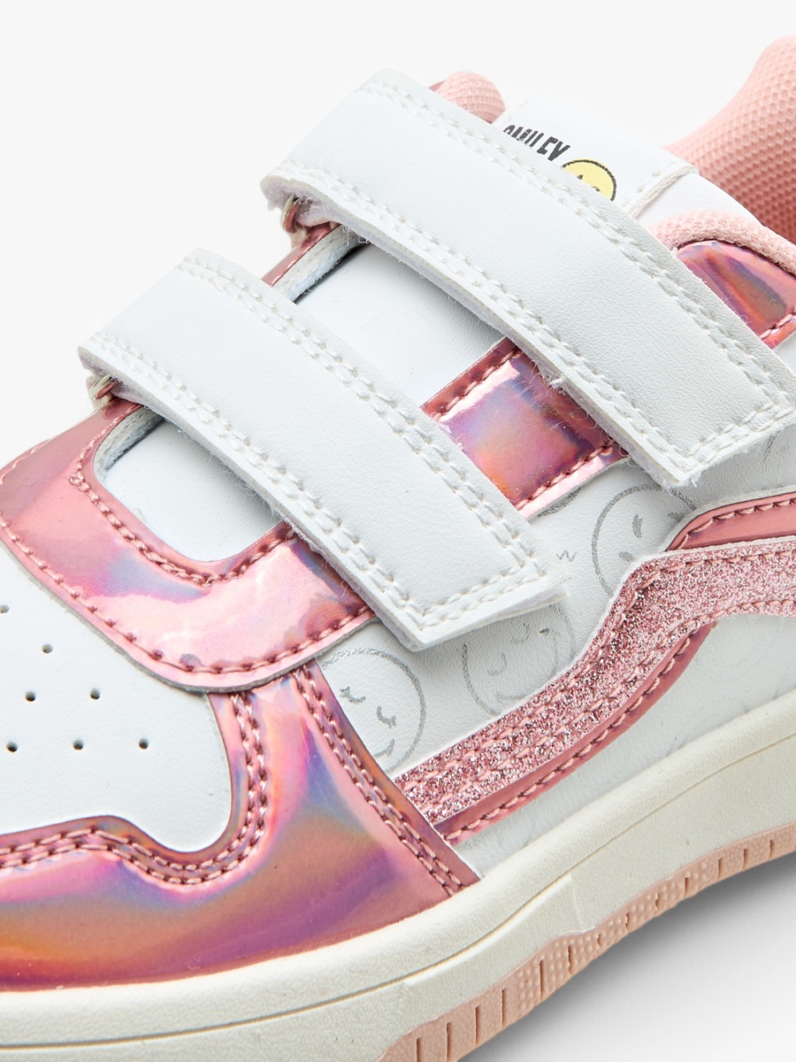 Printed Sneakers with Hook and Loop Closure