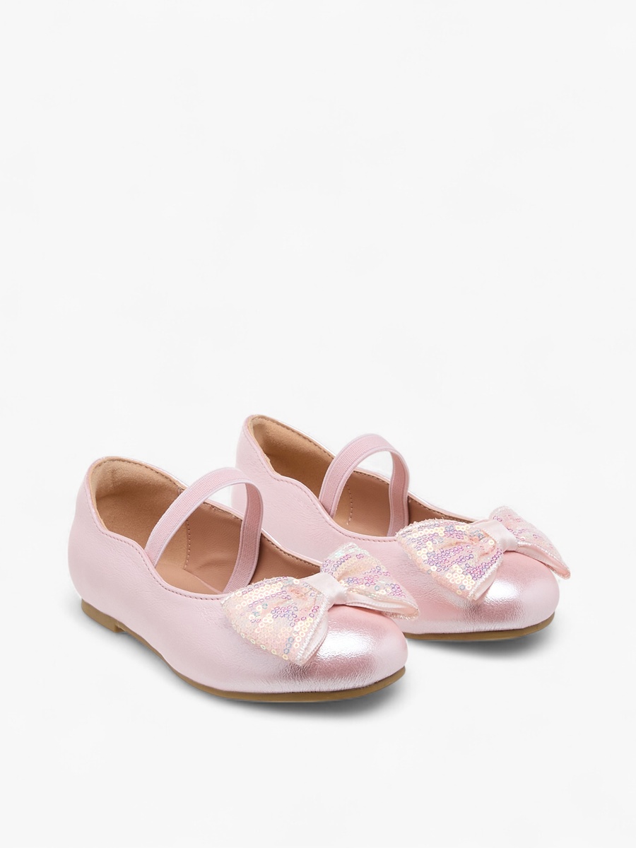 Bow Accent Ballerina Shoes with Elastic Closure