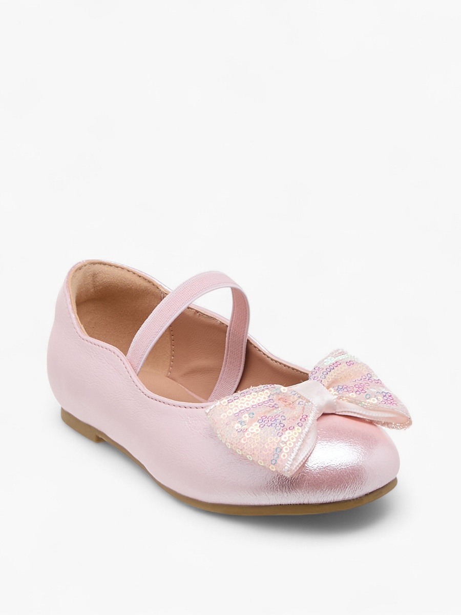 Bow Accent Ballerina Shoes with Elastic Closure