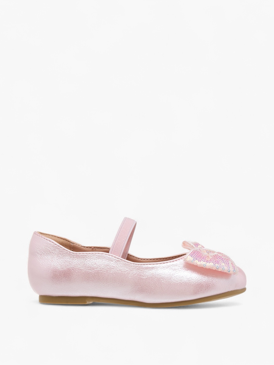 Bow Accent Ballerina Shoes with Elastic Closure