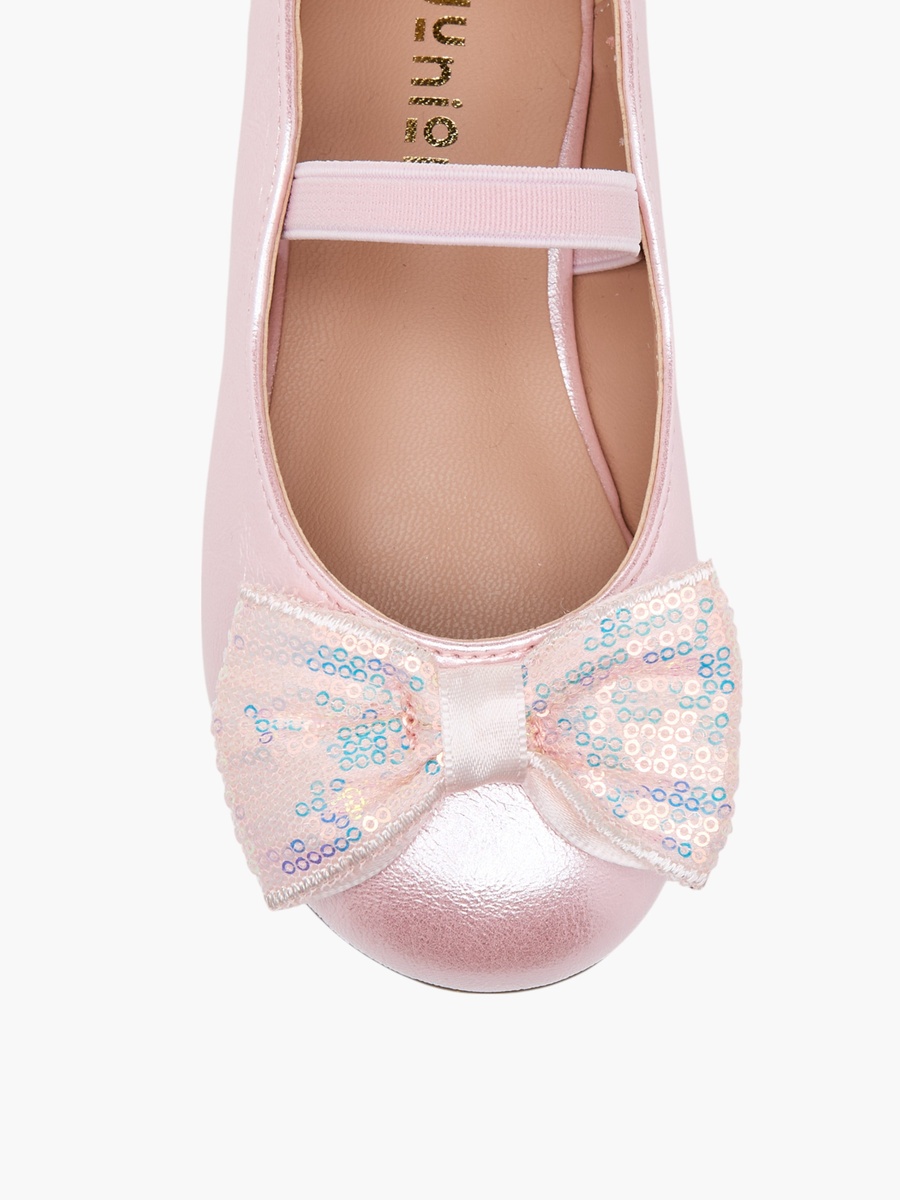 Bow Accent Ballerina Shoes with Elastic Closure