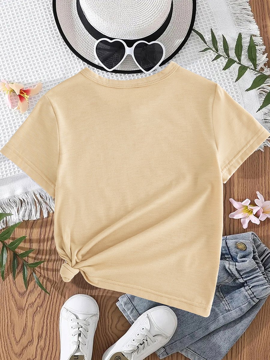 Girls Beige Emoji Graphic T-Shirt