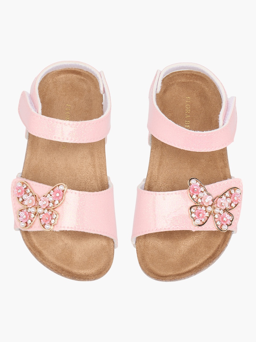 Butterfly Accent Sandals with Hook and Loop Closure