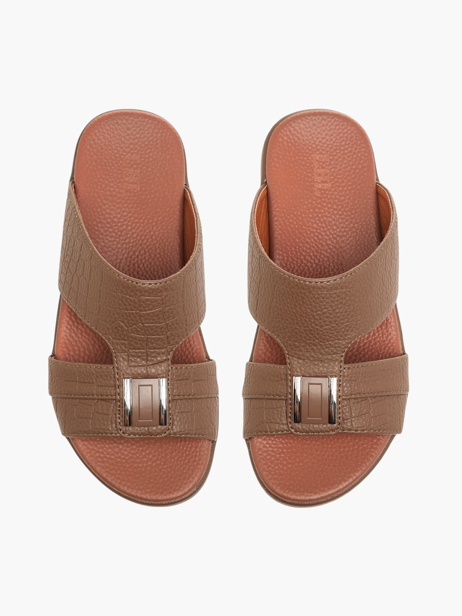 Metal Accent Slip-On Arabic Sandals