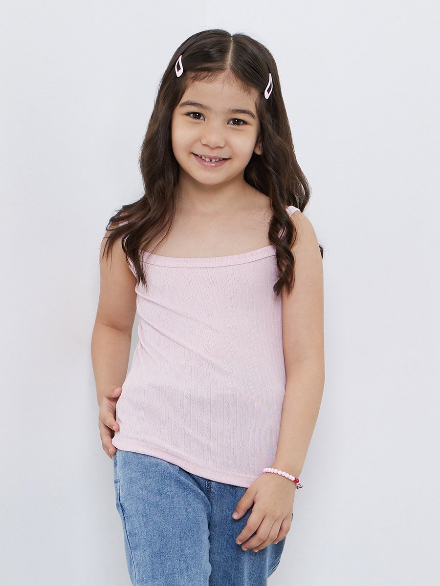 Girls Pink Ribbed Vest
