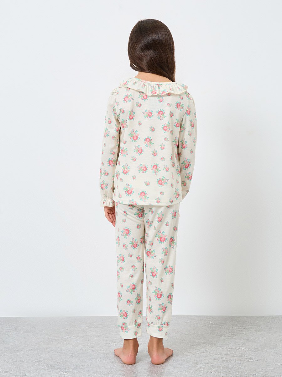 Girls Floral Print Top and Pyjama Set