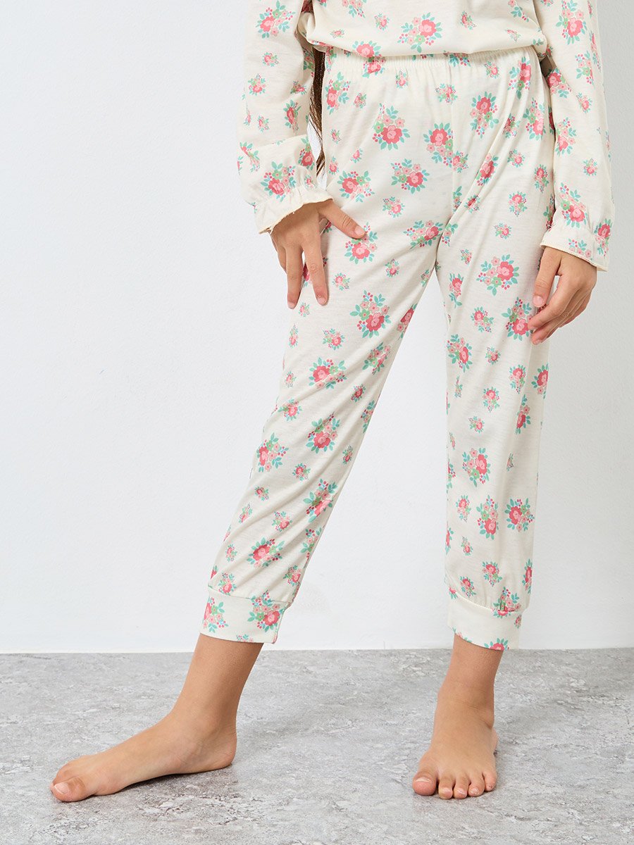 Girls Floral Print Top and Pyjama Set