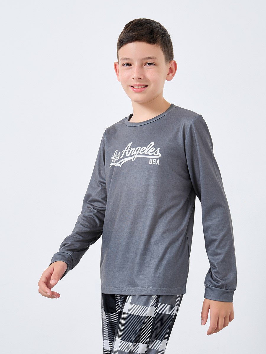Teen Slogan T-Shirt and Checked Pyjama Set