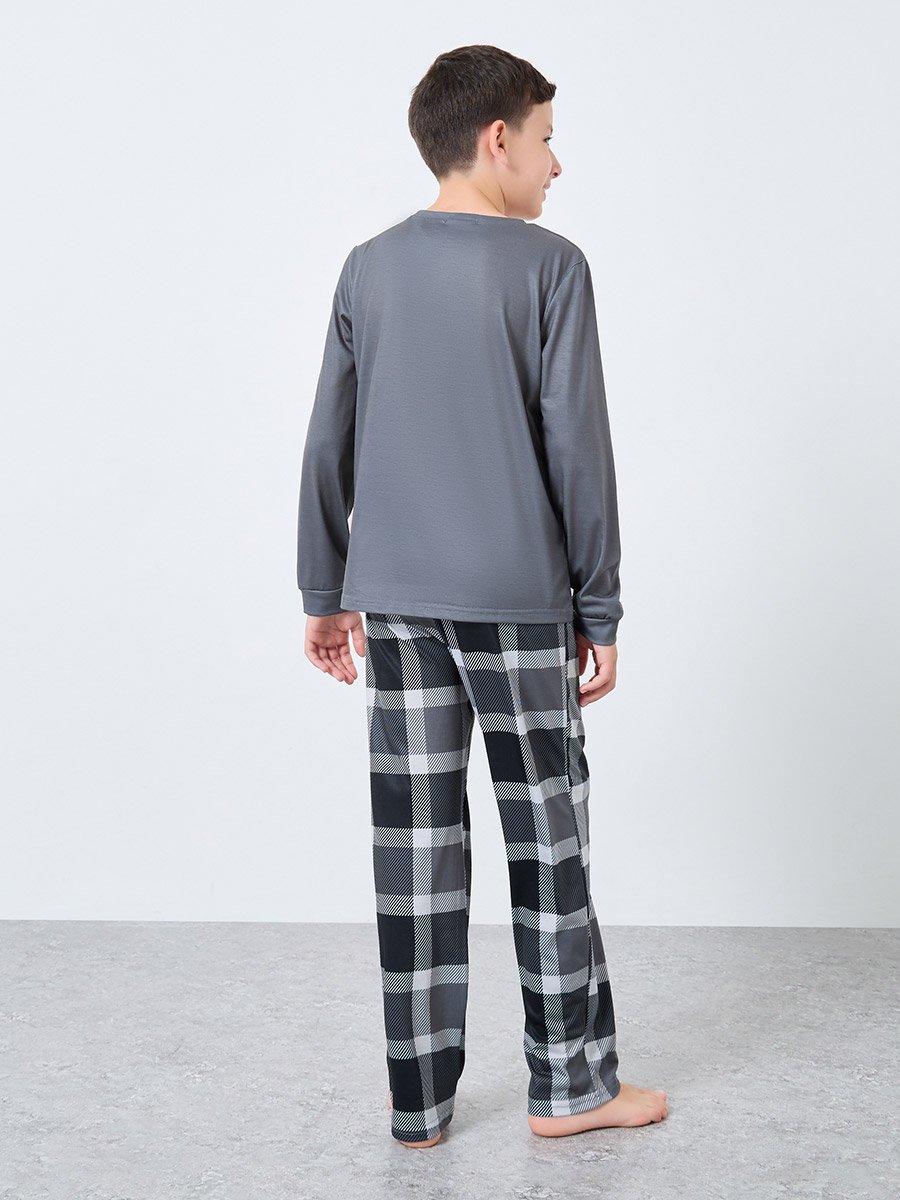 Teen Slogan T-Shirt and Checked Pyjama Set