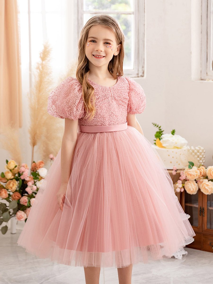girl party dresses in dubai Luxury Dubai White Flower Girl Dresses Beads Flowers Princess Gown J088 White / child-8
