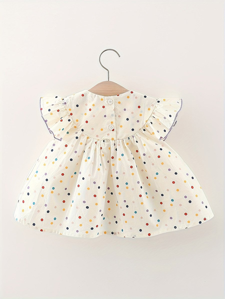 Girls Polka Dot Cotton Embroidery Dress