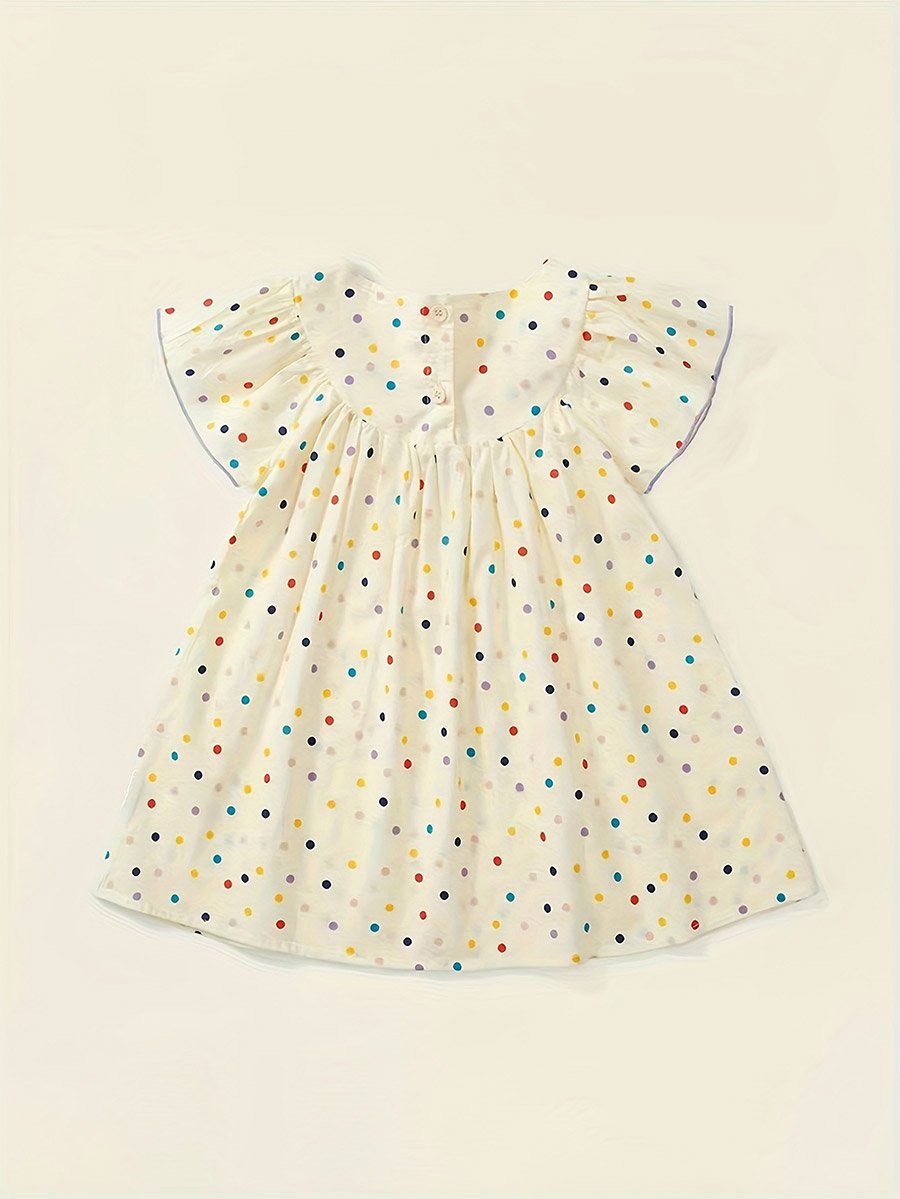 Girls Polka Dot Cotton Embroidery Dress
