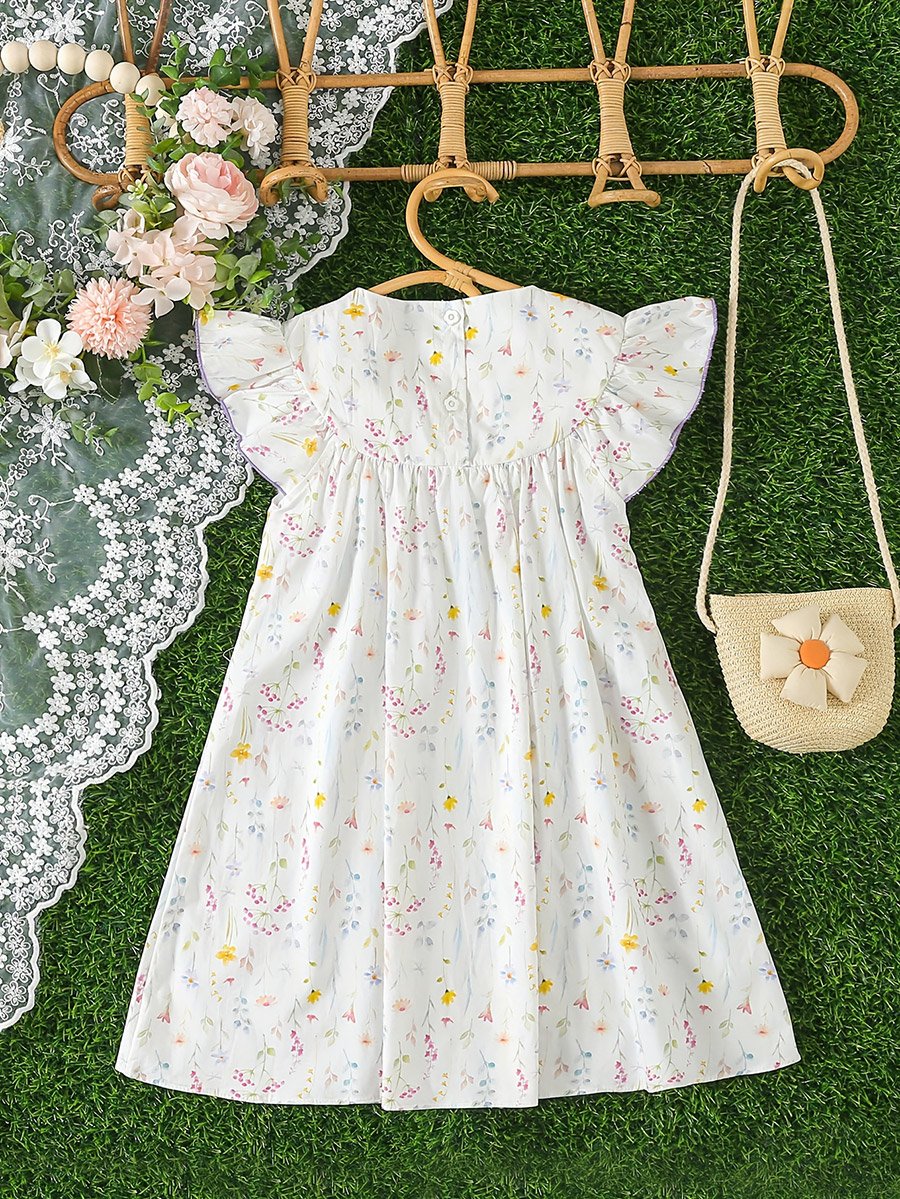 Girls Embroidery Round Neck A-Line Dress