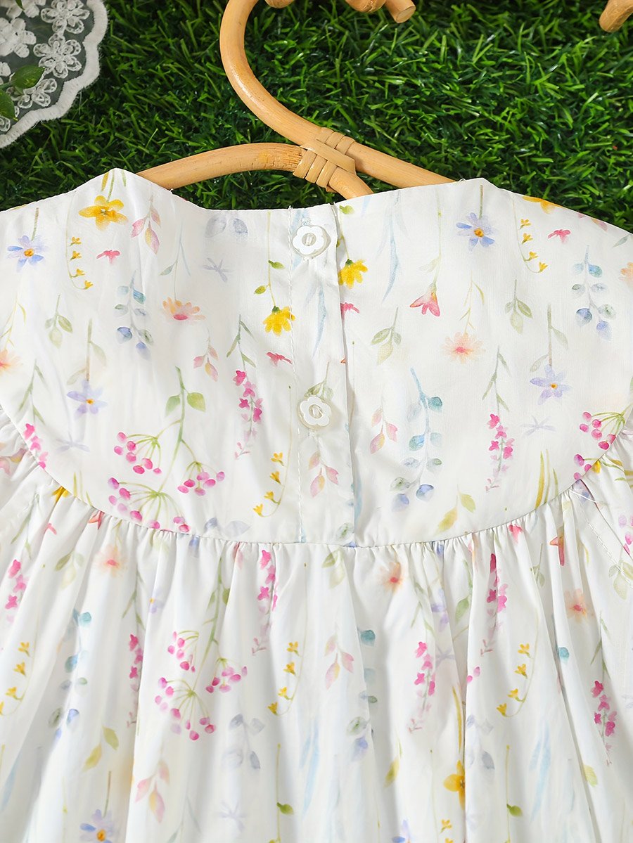 Girls Embroidery Round Neck A-Line Dress