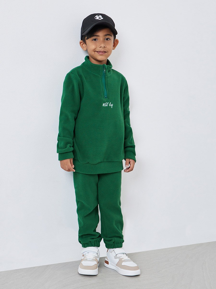 Boys Green Fleece Sweatshirt and Joggers Set