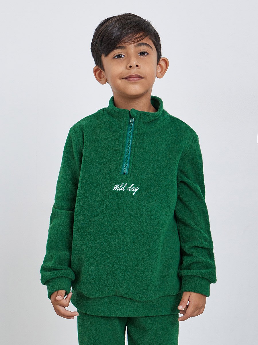 Boys Green Fleece Sweatshirt and Joggers Set