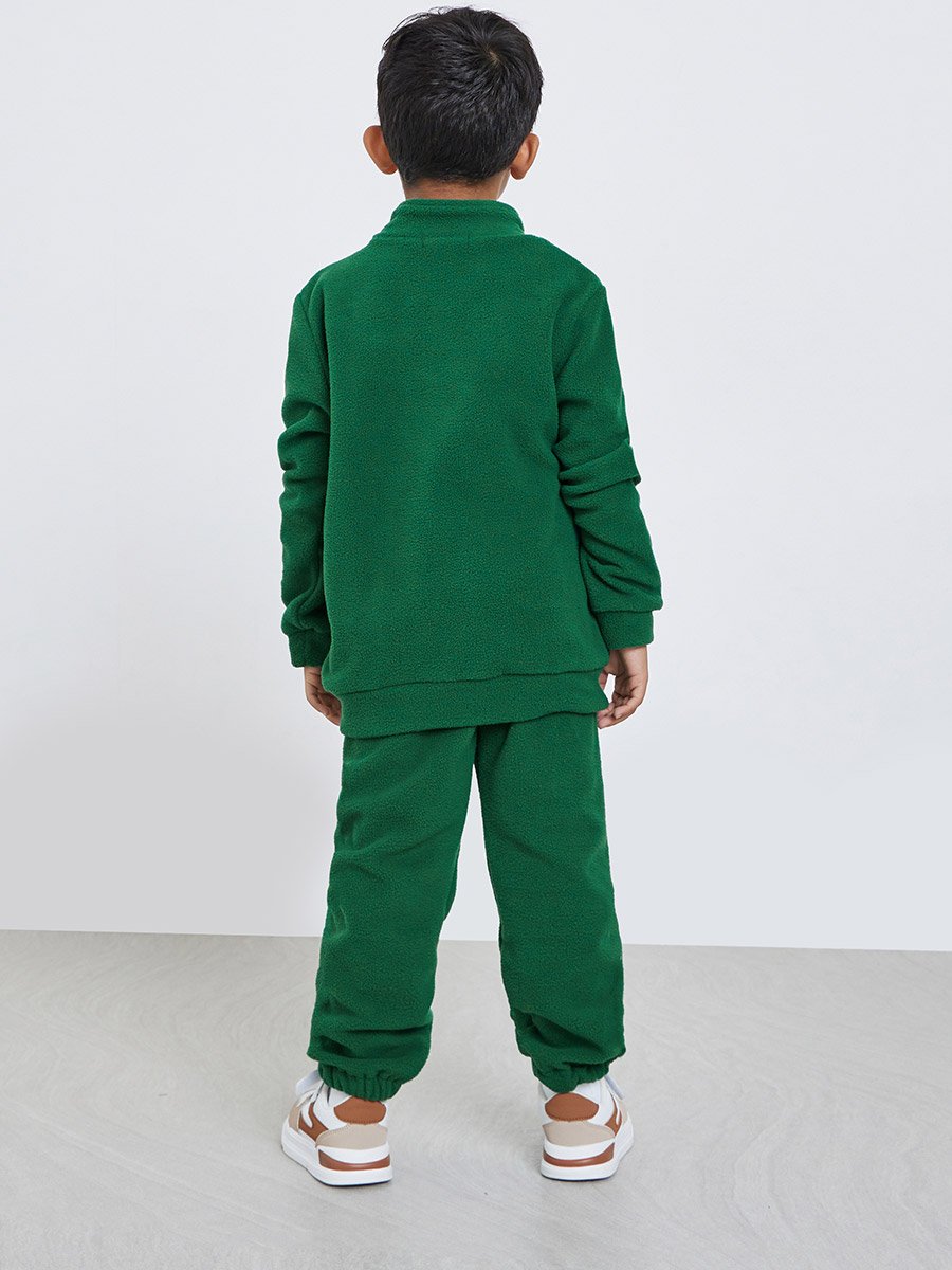 Boys Green Fleece Sweatshirt and Joggers Set