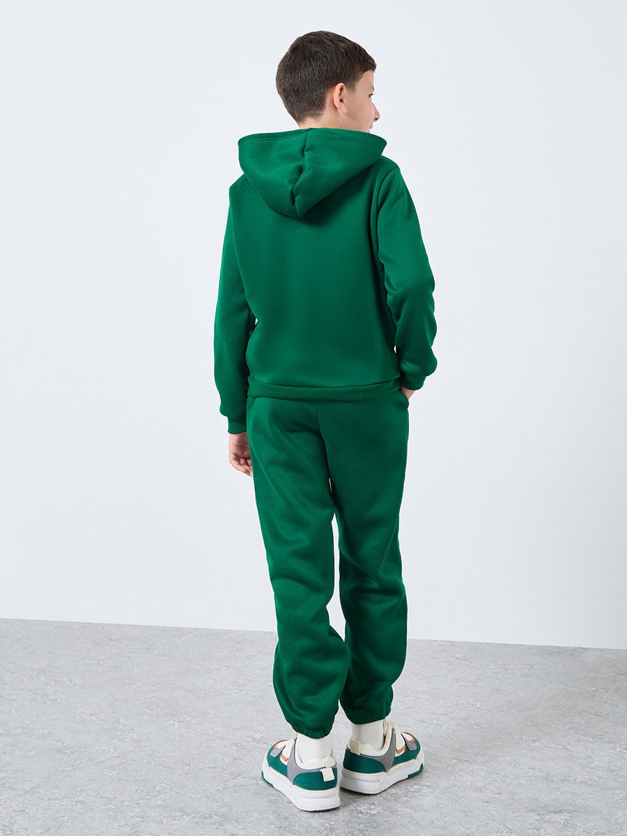 Teen Dark Green Slogan Hoodie and Joggers Set