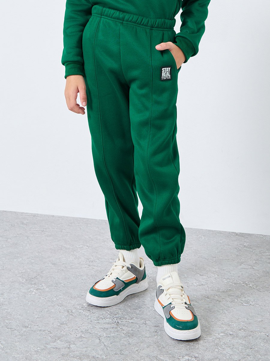 Teen Dark Green Slogan Hoodie and Joggers Set