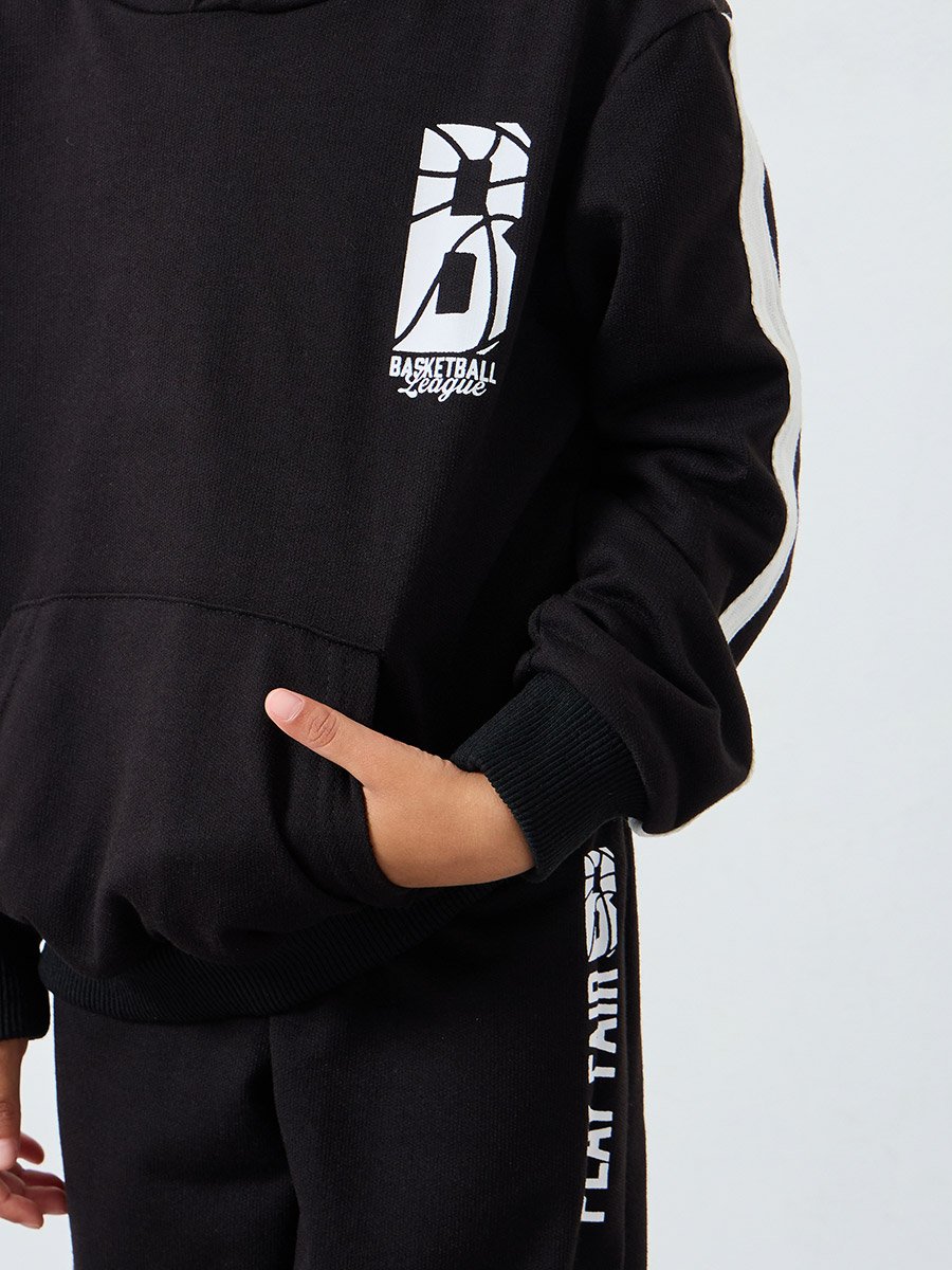 Boys Black Graphic Hoodie and Joggers Set