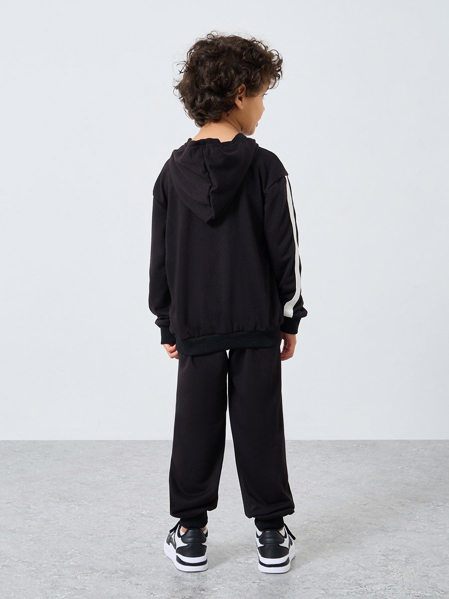 Boys Black Graphic Hoodie and Joggers Set