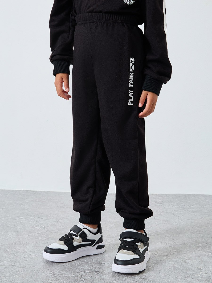 Boys Black Graphic Hoodie and Joggers Set
