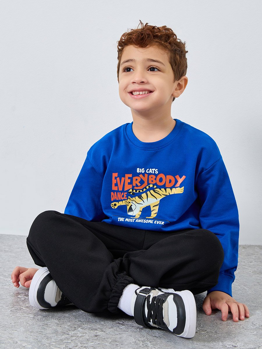 Boys Blue Tiger Graphic Sweatshirt