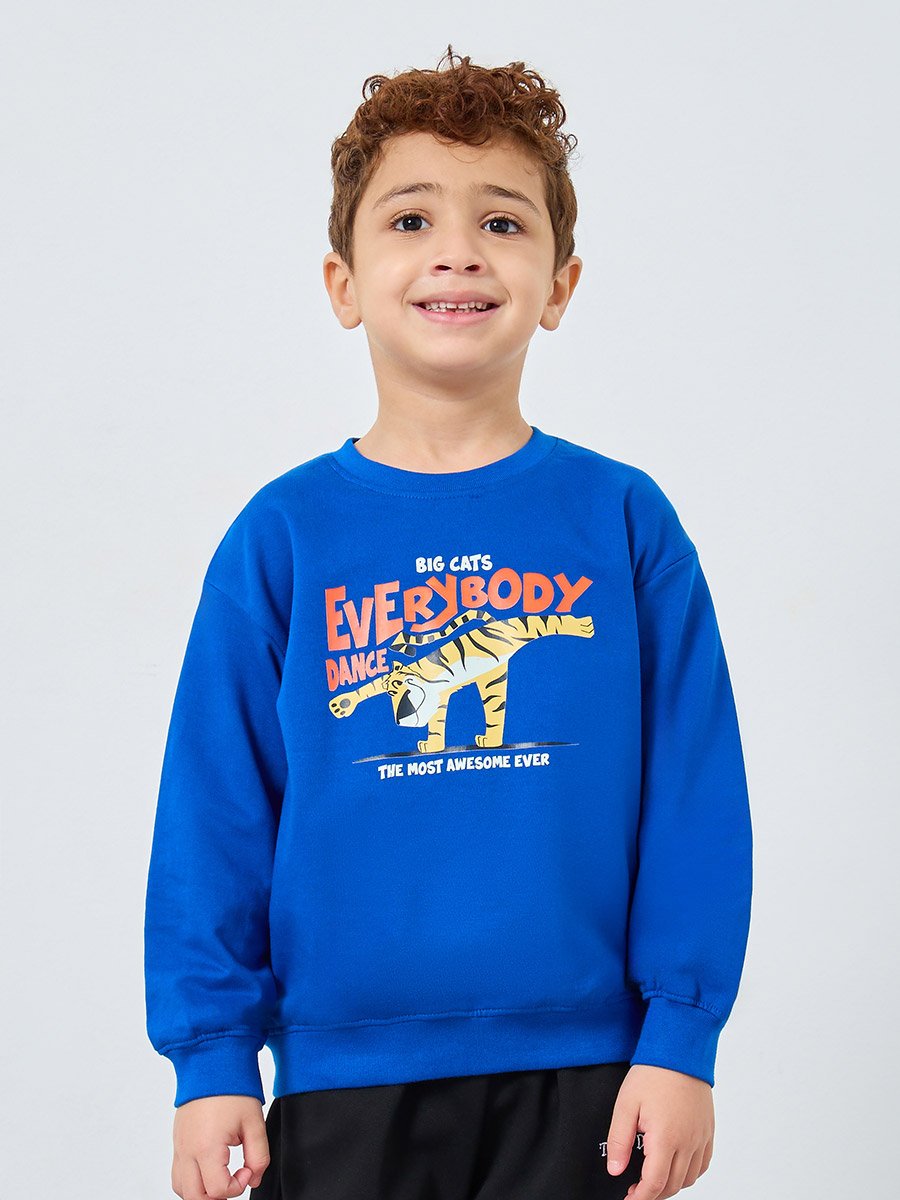 Boys Blue Tiger Graphic Sweatshirt