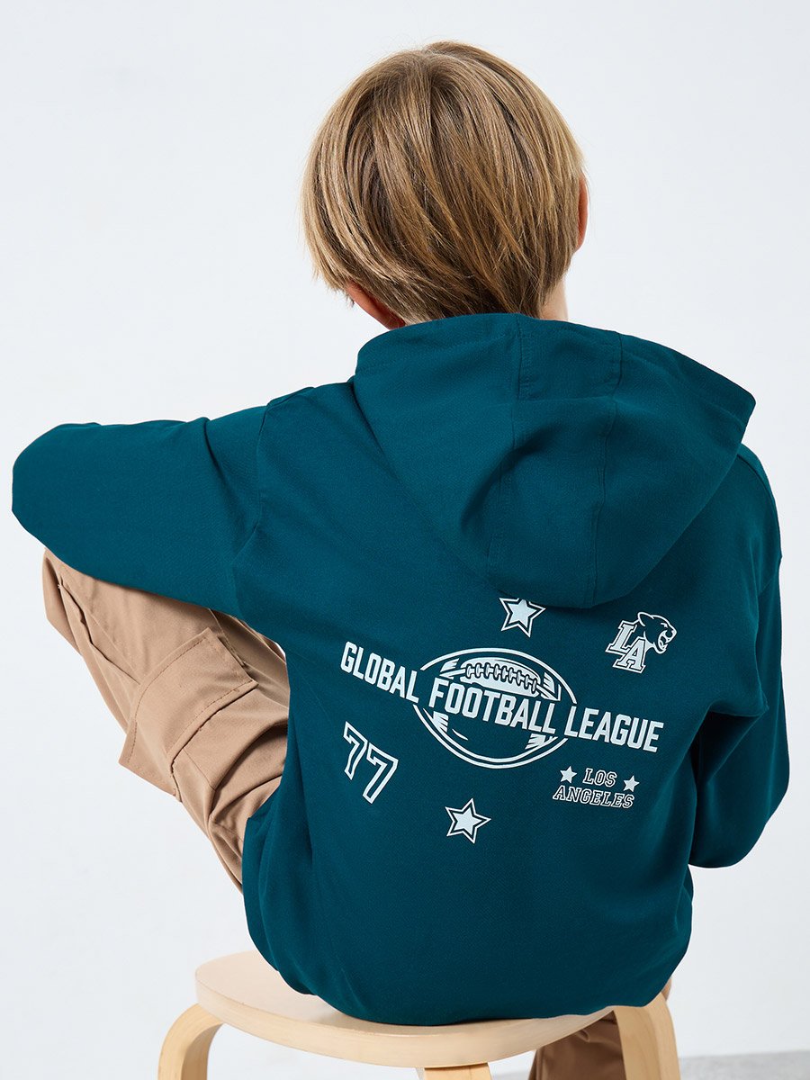 Teens Teal Varsity Graphic Hoodie