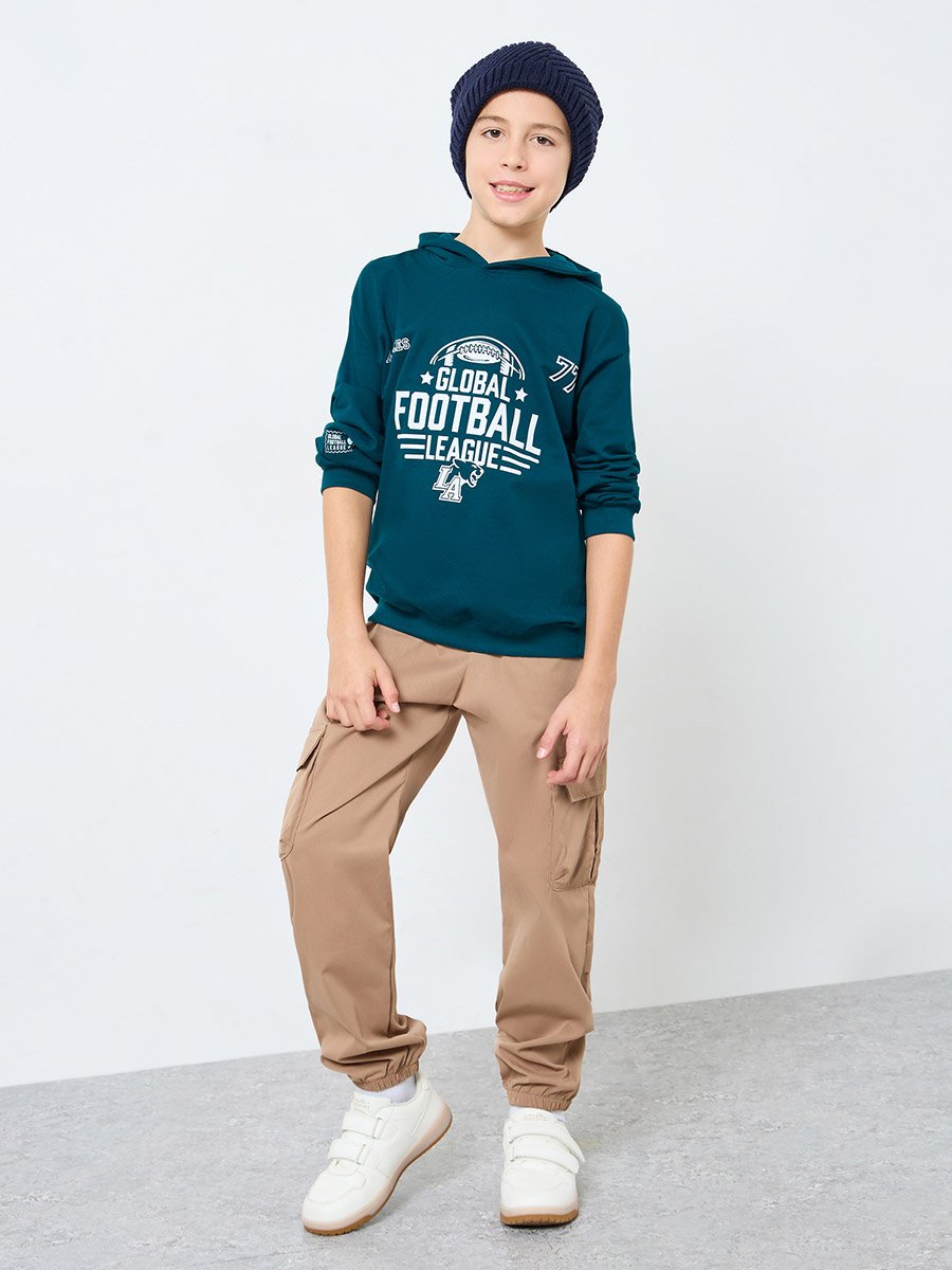Teens Teal Varsity Graphic Hoodie