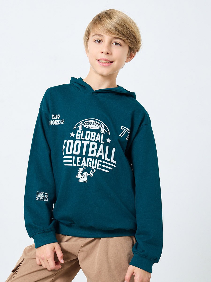 Teens Teal Varsity Graphic Hoodie