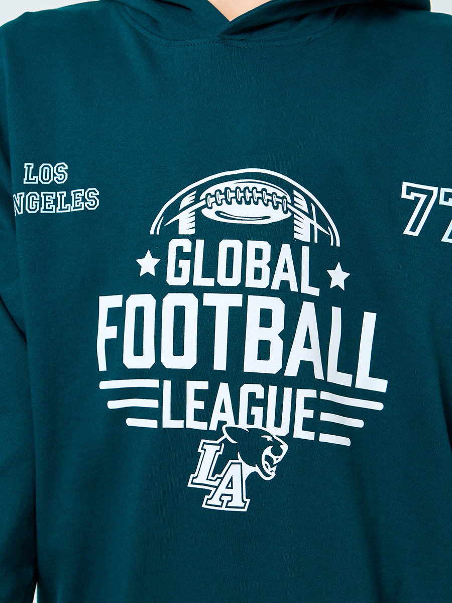 Teens Teal Varsity Graphic Hoodie