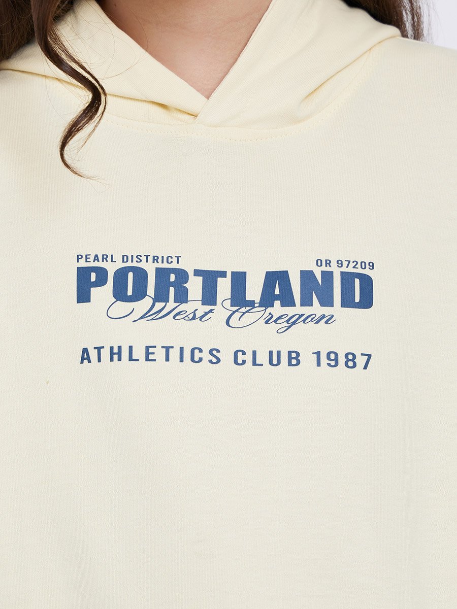 Teens Cream Graphic Print Hoodie