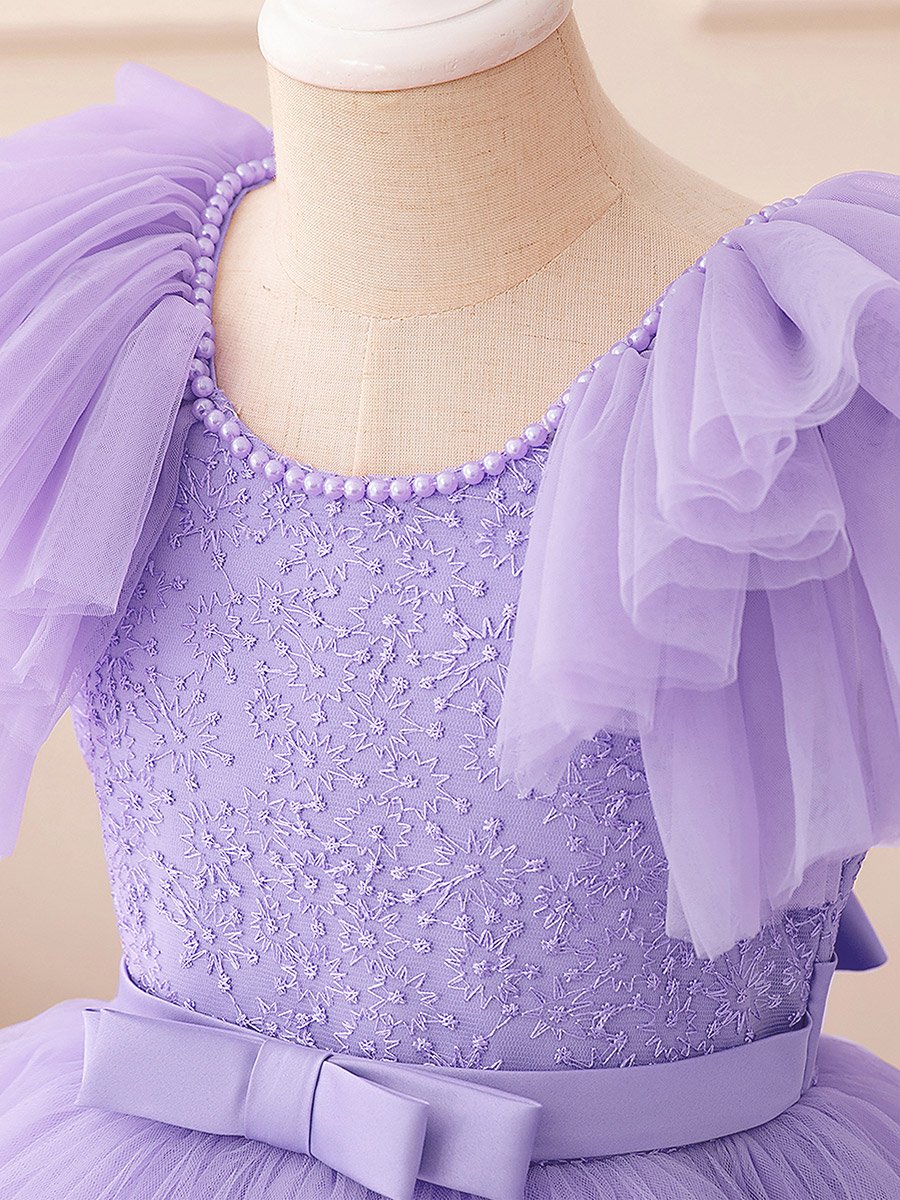 Faux Pearl Decor Bow Detail Party Dress