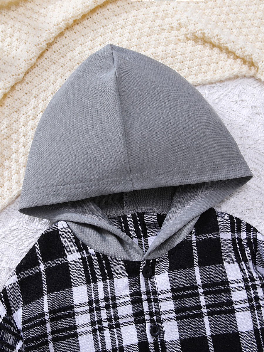 Boys Grey Checkered Shirt and Joggers Set