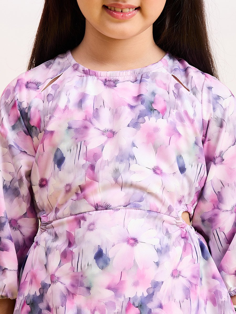 Floral Print Ruffled Hem Dress