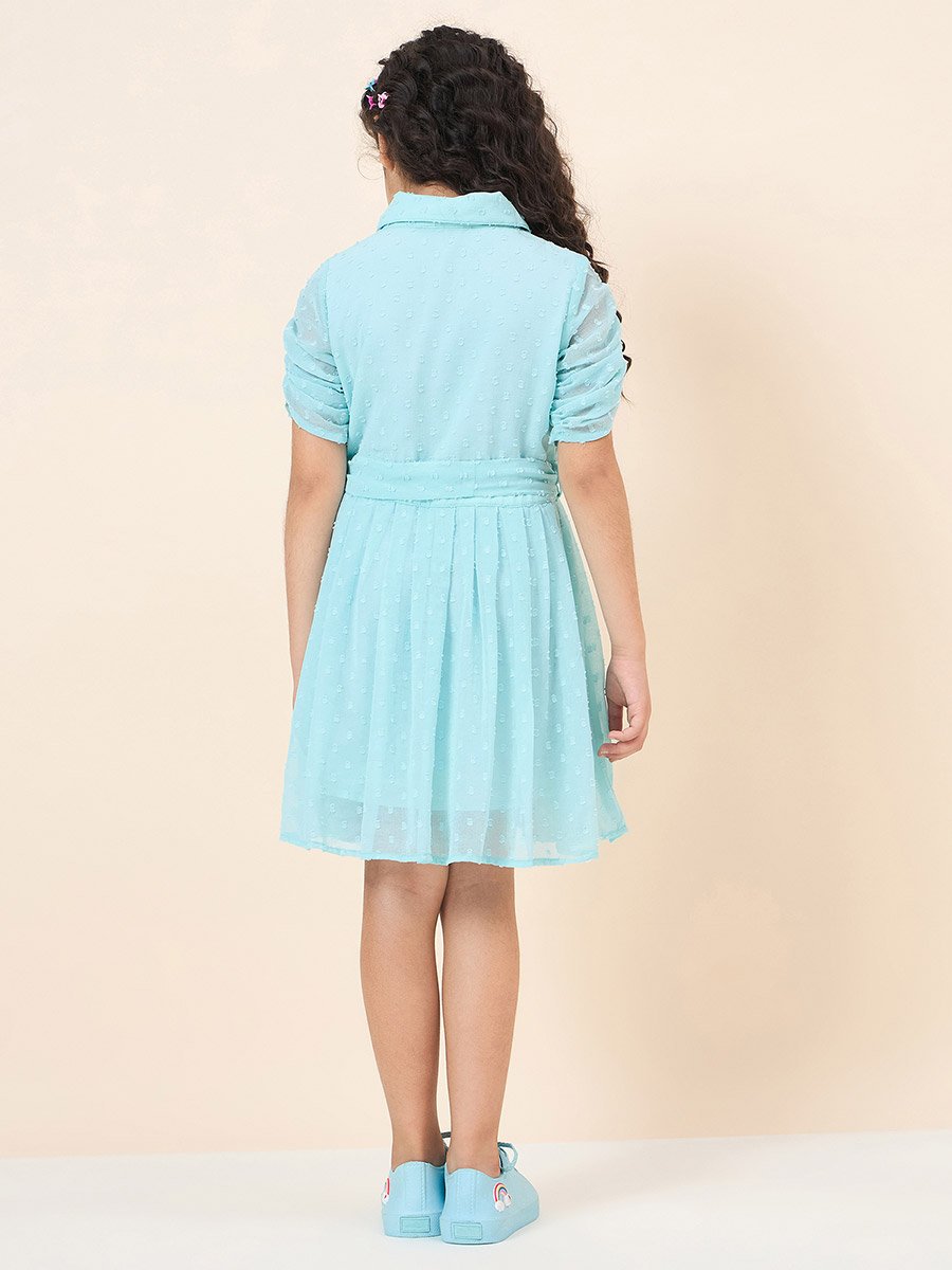 Dobby Shirt Dress with Tie Belt