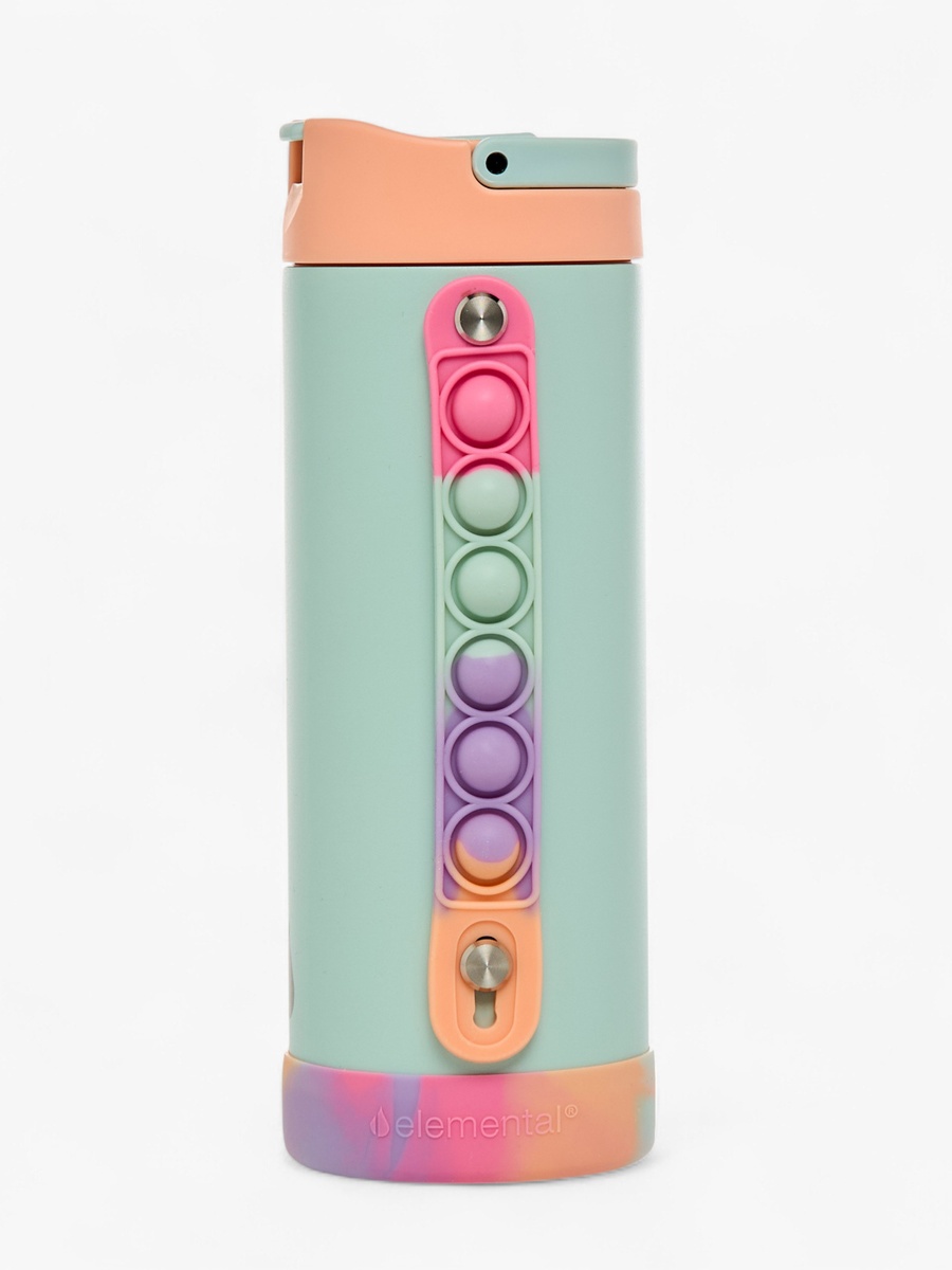 Colourblock Stainless Steel Insulated Water Bottle with Pop It Strap - 414 ml