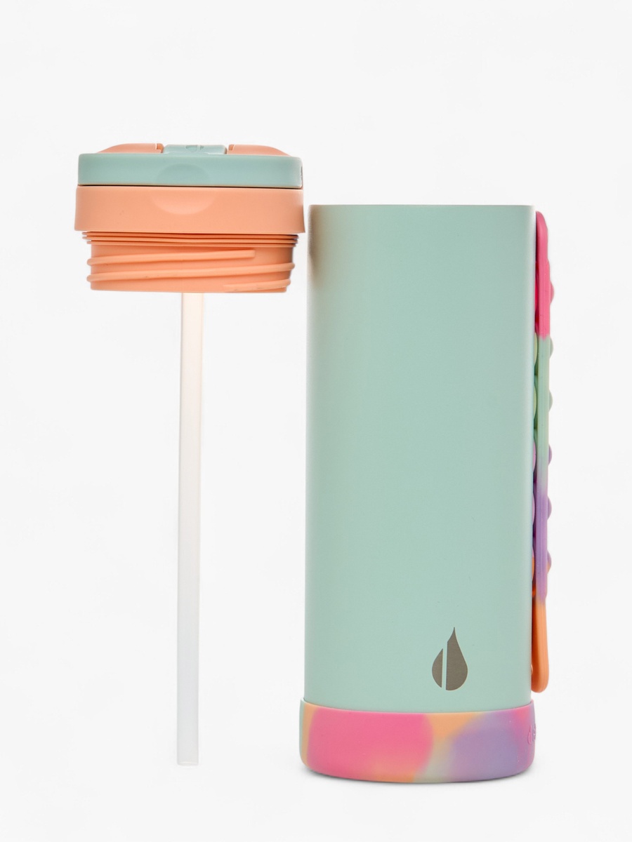 Colourblock Stainless Steel Insulated Water Bottle with Pop It Strap - 414 ml