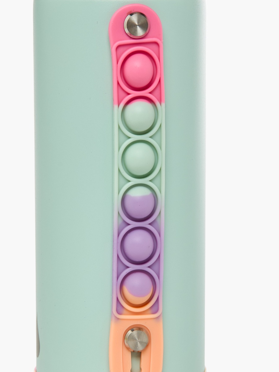 Colourblock Stainless Steel Insulated Water Bottle with Pop It Strap - 414 ml