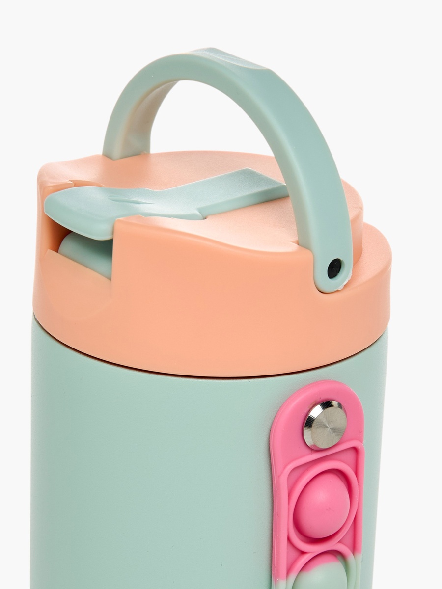 Colourblock Stainless Steel Insulated Water Bottle with Pop It Strap - 414 ml