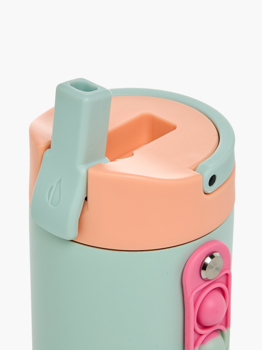 Colourblock Stainless Steel Insulated Water Bottle with Pop It Strap - 414 ml