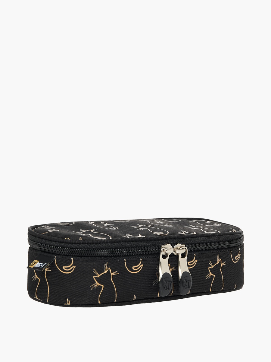 Cat Print Pencil Case with Zip Closure
