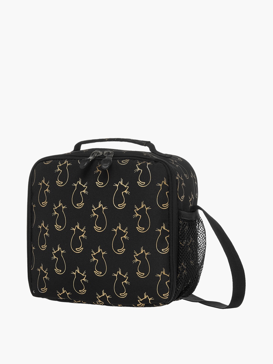 All-Over Cat Print Lunch Bag with Adjustable Strap and Zip Closure