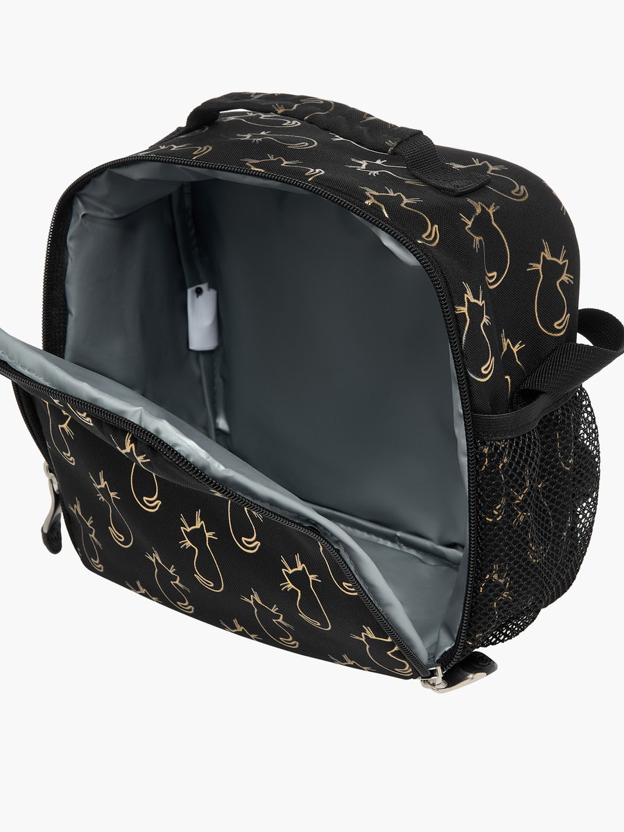 All-Over Cat Print Lunch Bag with Adjustable Strap and Zip Closure
